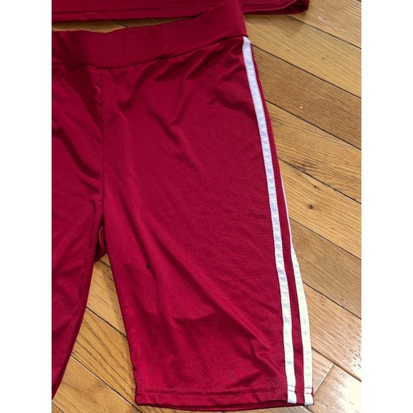 Red Women's Hoodie Short Sleeve Shorts Set Athleisure Loungewear Casual - Picture 6 of 6